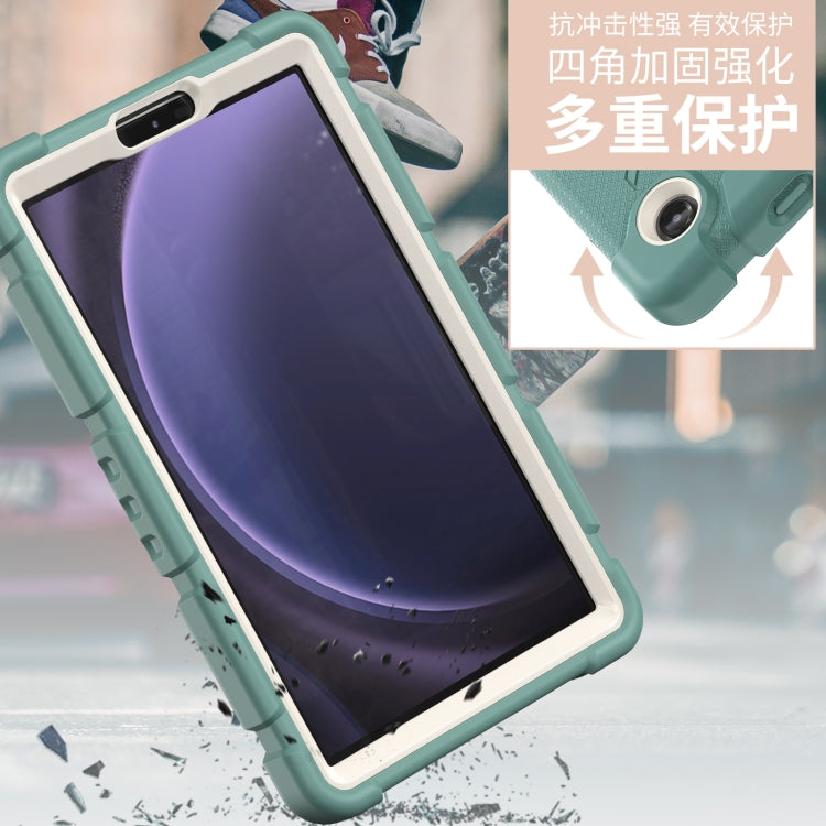 3-layer protection screen frame for Samsung Galaxy Tab A9, featuring hard PC covers and soft silicone shell for comprehensive protection.